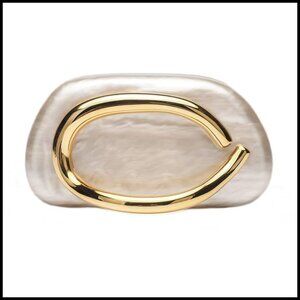 Acrylic Evening Clutch Round Vintage Metal Handlebars Elegant Prom Party Bag